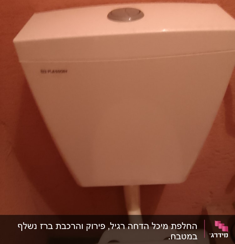ניאגרה לבנה עם כפתור הדחה אפור